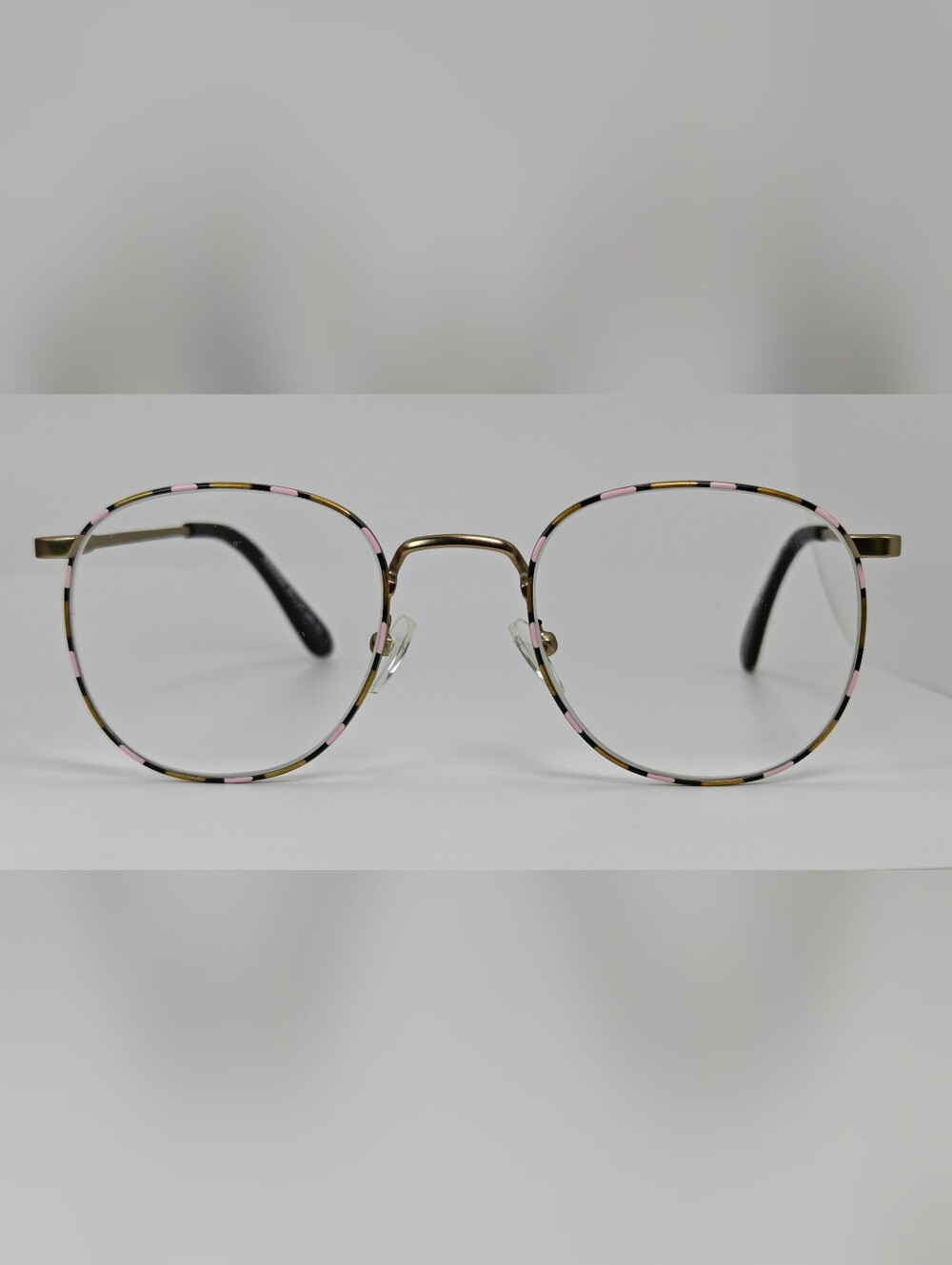 Blossom. Petite Gold Frame Women’s Eyeglasses. Painted Pink Gold Accents.